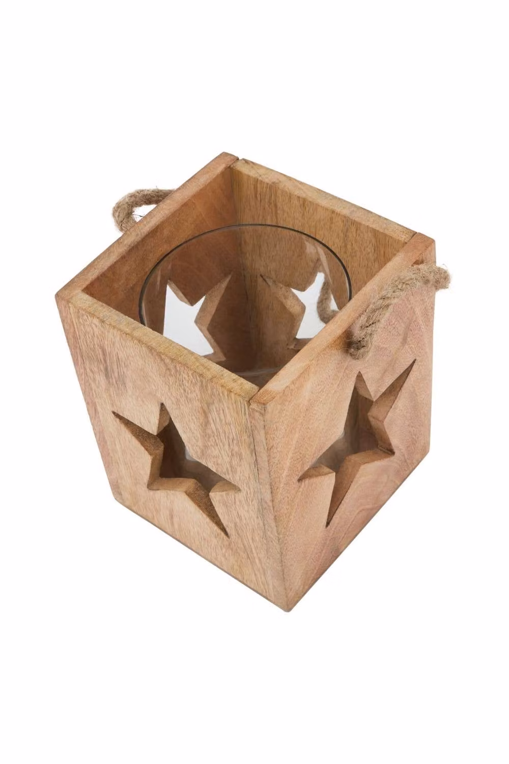KDMD Natural Wooden Large Star Tealight Candle Holder in Brown – 2