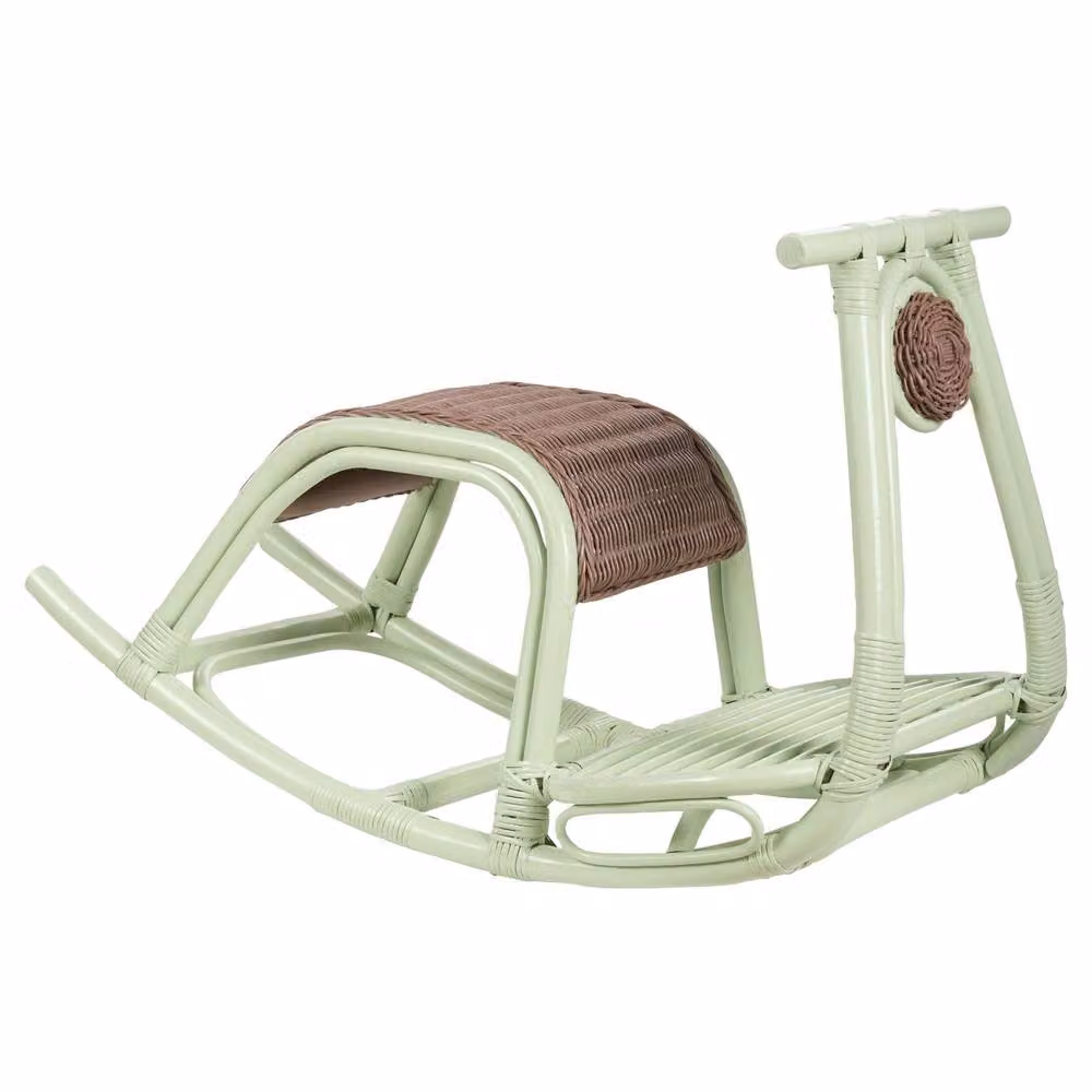 Wyld and Coco Kids Rattan Rocking Chair in Light Green – 2