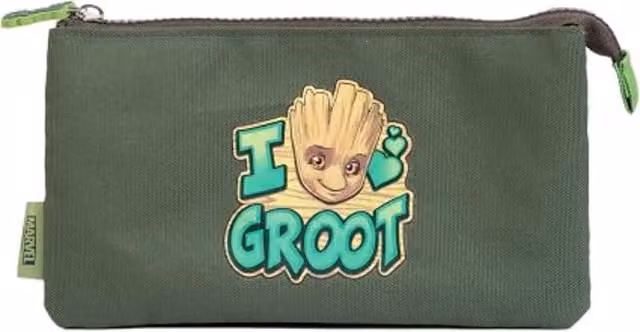 Marvel Green School Flat Pouch with Zip