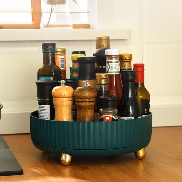 Livingandhome Rotating Makeup and Perfume Organiser Turntable in Green