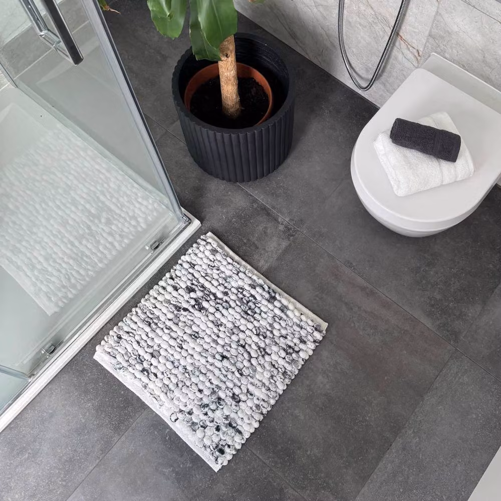 Allure Bath Fashions Marl Chunky Bobble Square Bath Mat, Non-Slip and Quick-Drying, Dark Grey, W/D/H: 50 x 50 x 1 cm – 3