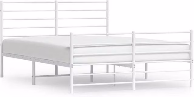Berkfield Home Metal Bed Frame with Headboard and Footboard in White, W/D/H: 120 x 200 cm – 1
