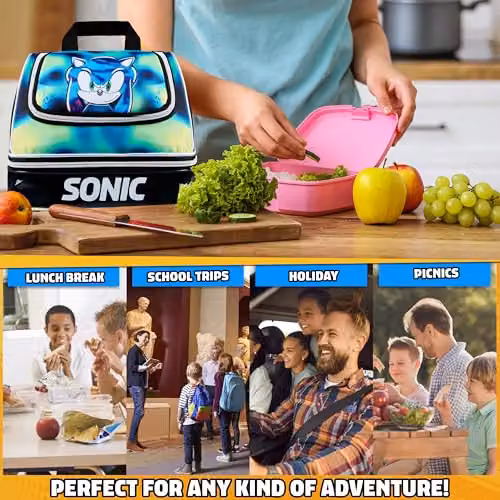 Get Trend Sonic the Hedgehog Kids Insulated Lunch Bag with Two Compartments in Black and Multicolour – 2