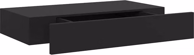 Berkfield Home Floating Wall Shelf with Drawer, Black, W: 48 cm, D: 25 cm, H: 8 cm