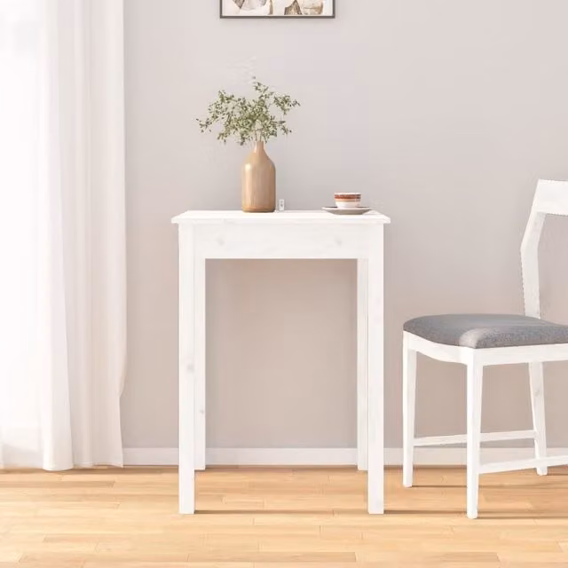Berkfield Home White Solid Wood Pine Square Dining Table W/D/H: 55 x 55 x 75 cm