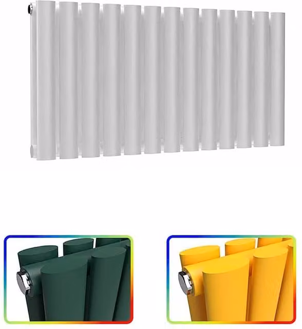 Lux Heat Oval Horizontal Double Radiator in White, W: 78 cm, H: 40 cm