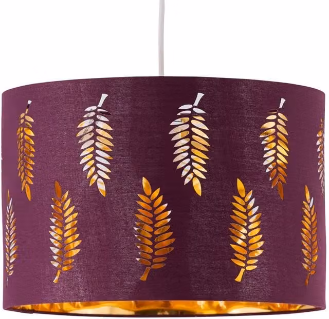 First Choice Lighting Fern Easy Fit Pendant Lightshade in Red and Gold/Brass, Diameter: 25 cm – 1