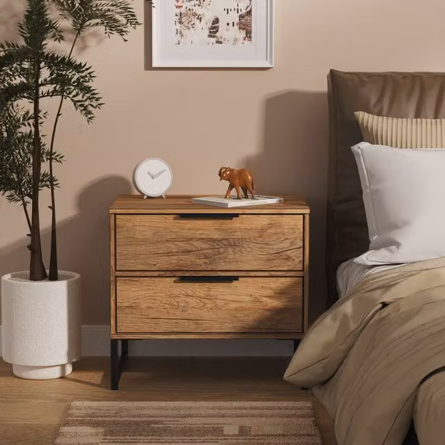 Ready Assembled 2 U Tamworth 2 Drawer Bedside Cabinet in Dark Brown