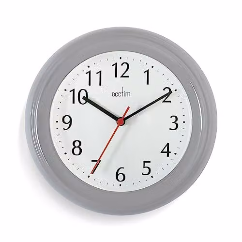 Acctim Wycombe Round Quartz Analog Wall Clock in Grey, Diameter: 22.5 cm