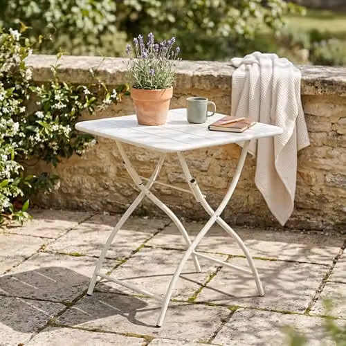 Core Products Rimini Folding Bistro Table, Powder-Coated Alloy Steel Garden Dining Table, W/D: 60 x 60 cm, H: 73.5 cm – 3