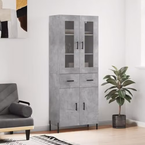 vidaXL Industrial Highboard in Grey with Hinged Doors and Internal Shelves, W/D/H: 69.5 x 34.0 x 180.0 cm – 2