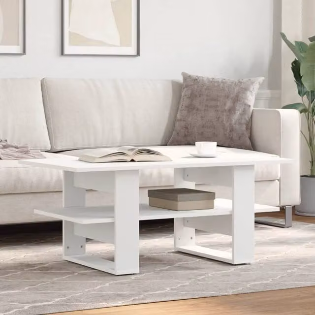 Berkfield Home White Modern Rectangular Coffee Table, W/D/H: 102 x 55 x 42 cm – 1