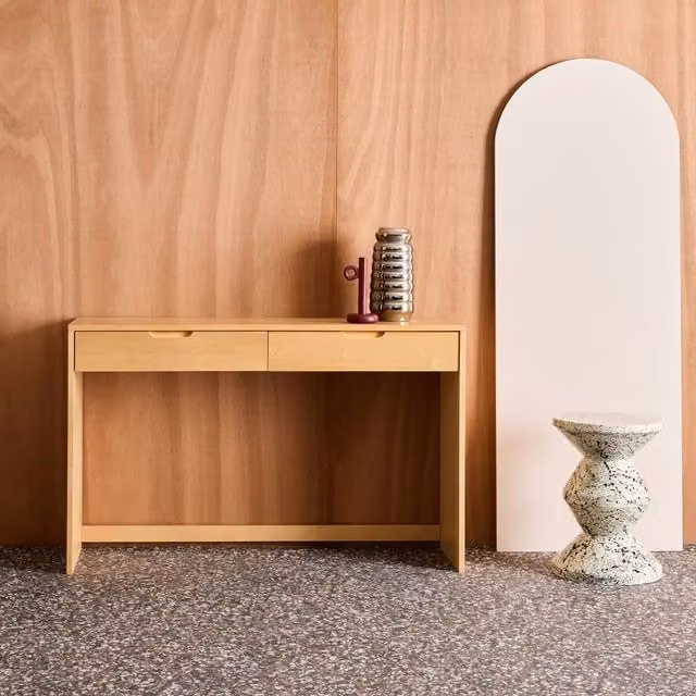 sweeek Modern Wood Decor Console Table with 2 Drawers, Brown, W: 120 cm – 1