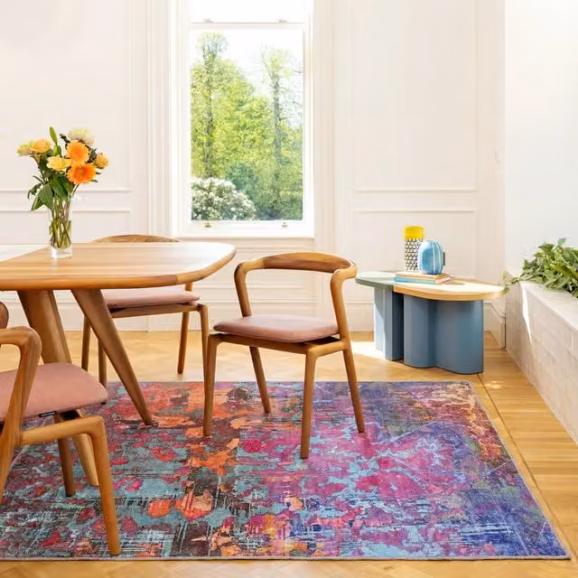 Kukoon Blazing Machine Washable Abstract Area Rug, Multi Colour, 230 cm