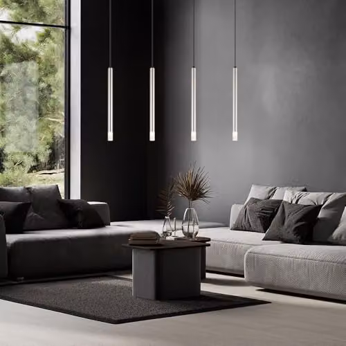 Netlighting Ryan Bar Pendant Ceiling Light in Grey with 4x G9 Bulbs, Height: 120 cm – 4