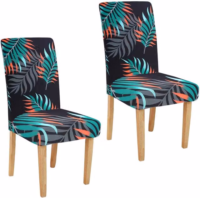 Roseley Floral Pattern 10/2 Removable Dining Chair Covers in Green and Black