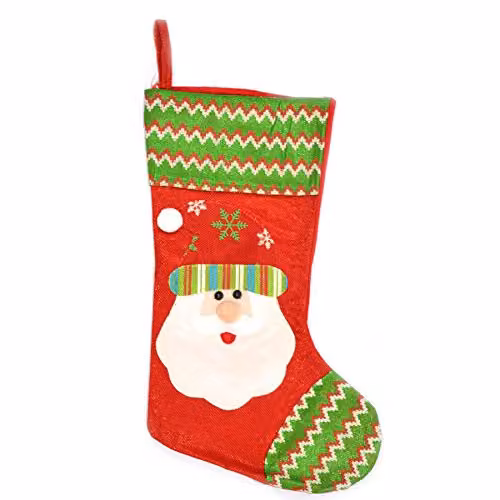 Shatchi Red Traditional Christmas Santa Stocking with Snowflake Decoration