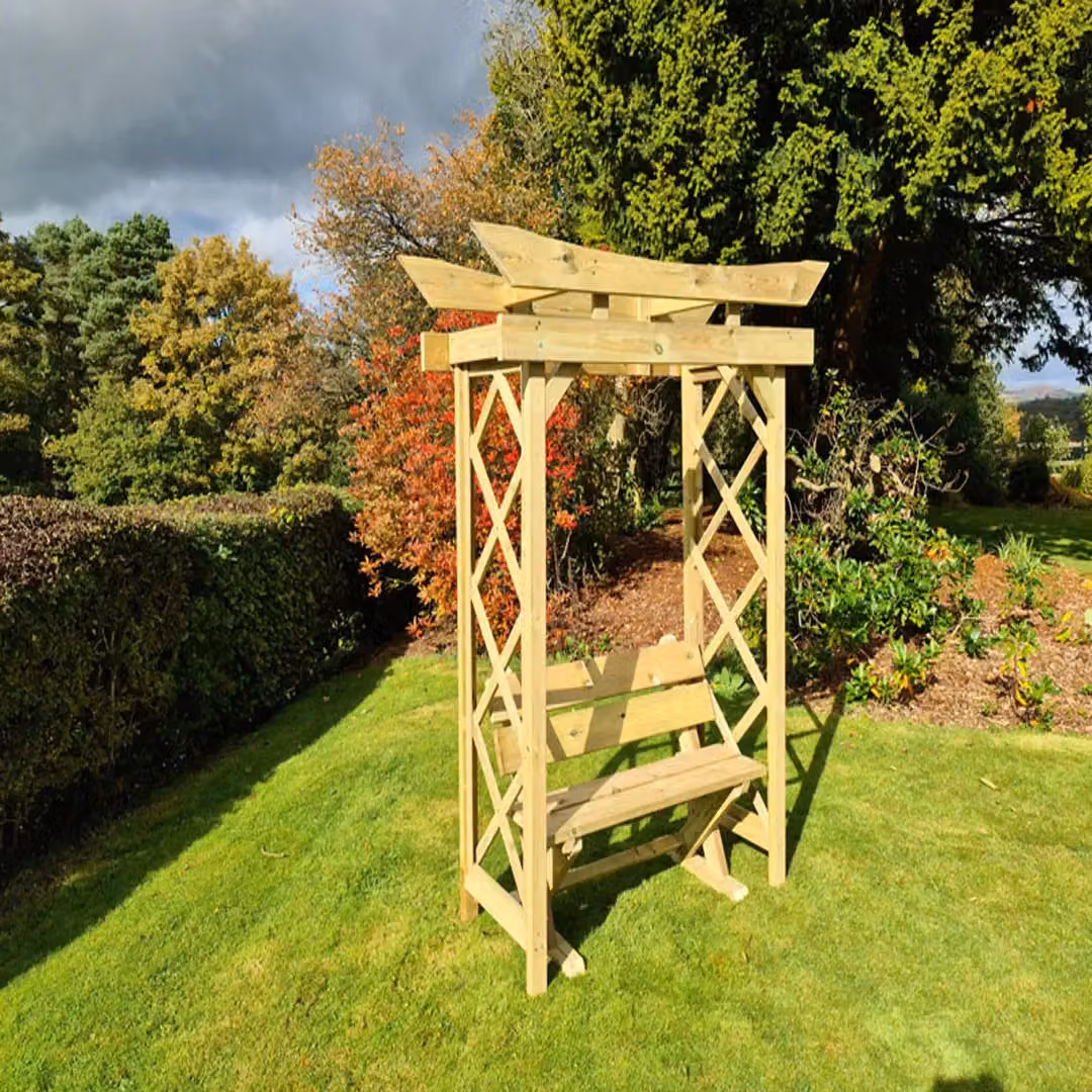 Churnet Valley Garden Furniture Ltd Tokyo 4ft Wooden Arch with Ashcombe Bench, Brown, W180 x D60 x H222 cm – 2