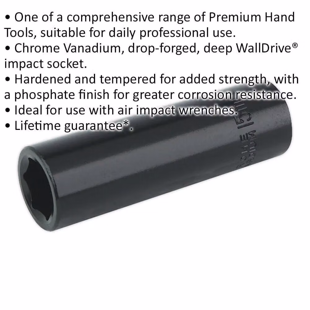 Loops 15mm Forged Deep Impact Socket 1/2 Inch Sq Drive Chrome Vanadium Wrench Socket in Black and Multicolour – 2