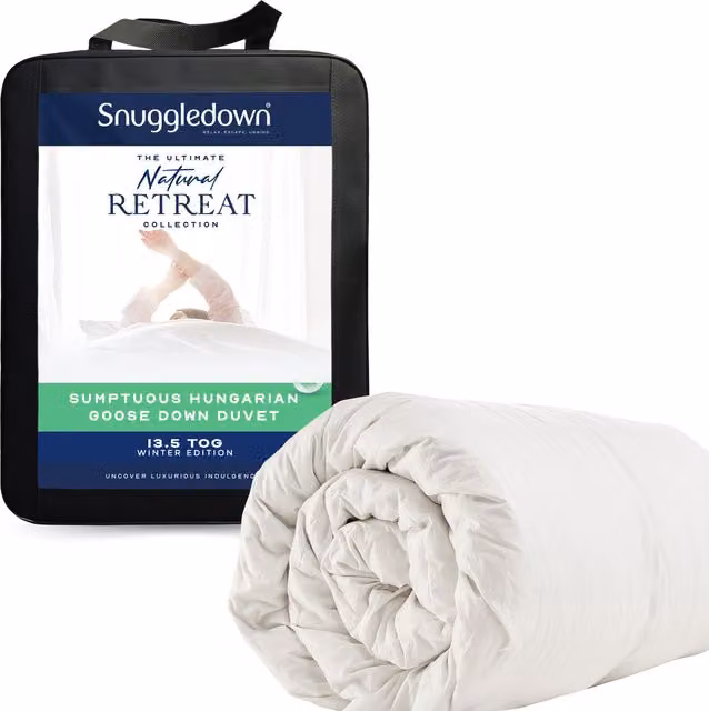 Snuggledown Retreat Hungarian Goose Down 13.5 Tog Duvet, White, Double