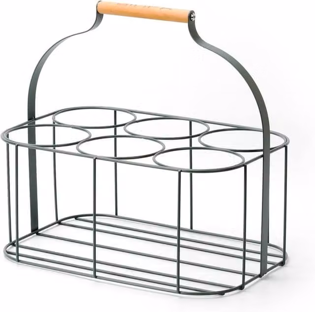 Simpa 6 Bottle Metal Wire Beverage Carrier Caddy with Handle in Matt Green – 1