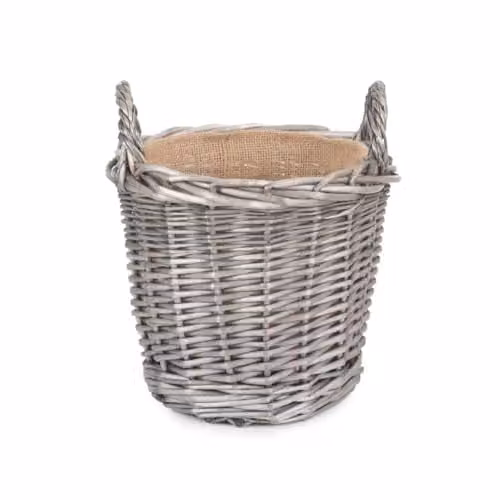 Red Hamper Wicker Log Basket with Antique Wash Finish and Lining in Red, Brown or Grey, W/D/H: 21 x 24 x 24 cm – 1