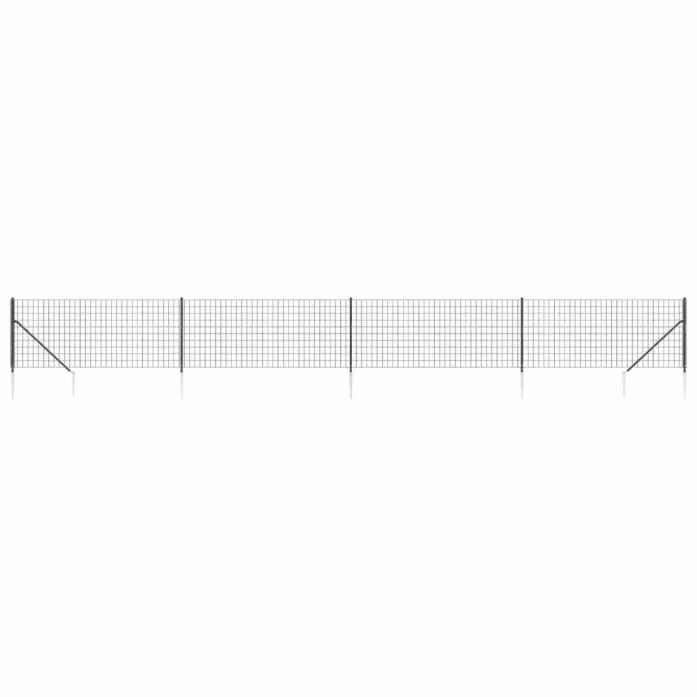 Berkfield Home PVC-Coated Steel Wire Mesh Fence with Spike Anchors, Anthracite and Black, W: 10 m, H: 0.8 m – 2