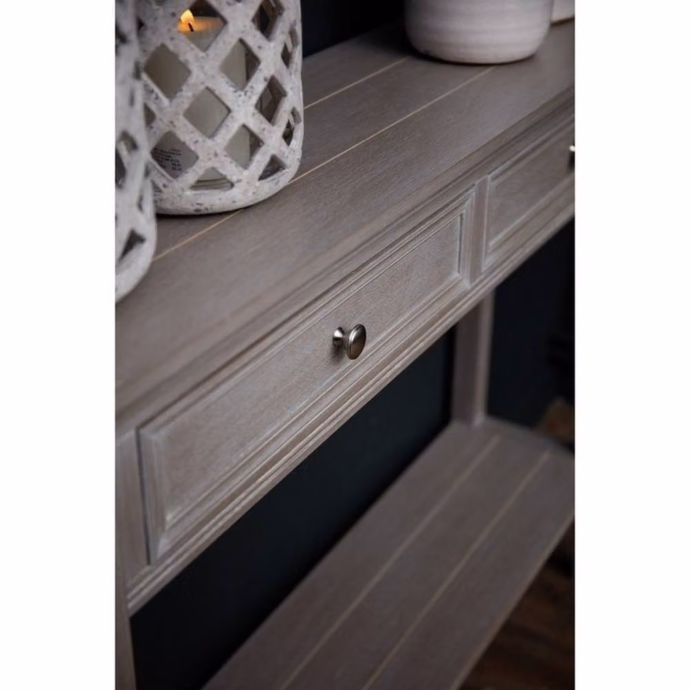 Lemon Pavilion Furniture and Decor The Serene Collection Two Drawer Console Table in Grey, W110 x D26 x H86 cm – 5