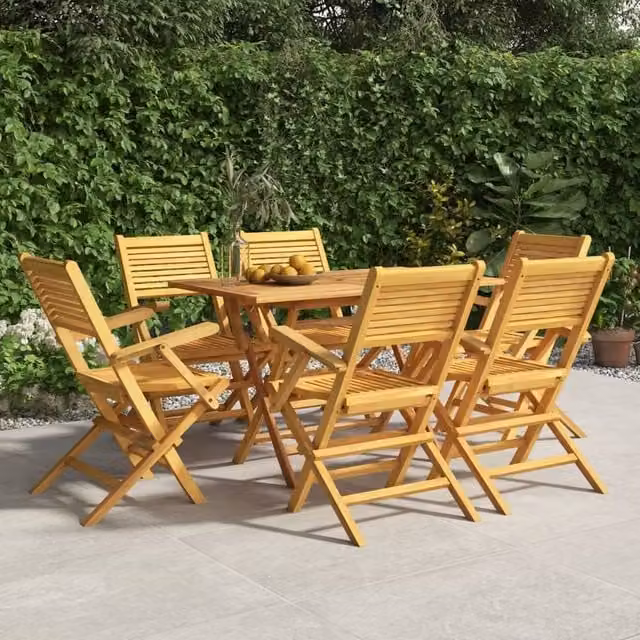 Berkfield Home Set of 6 Folding Garden Chairs in Brown Solid Teak Wood, W/D/H: 55 x 62 x 90 cm – 1