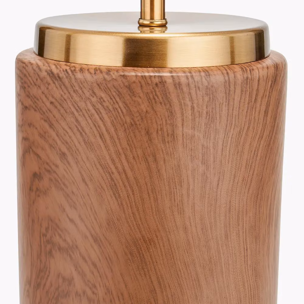 Ruma Set of 2 Brown Ceramic Table Lamps with Wood Effect Design – 3