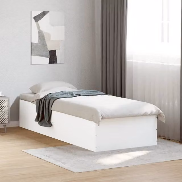 Berkfield Home Modern Single Bed Frame with Drawers, White, W/D/H: 90 x 193 x 35 cm