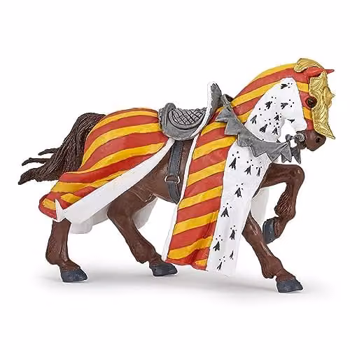 Papo Fantasy & Medieval Collection Realistic Tournament Horse Figure Toy, Multicolour, W/D/H: 14.4 x 6.1 x 9.5 cm