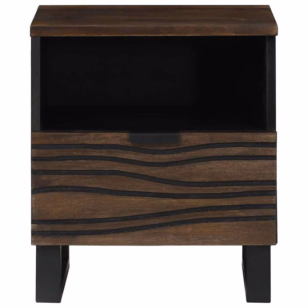 Berkfield Home Solid Wood Mango Bedside Cabinet, Brown, W/D/H: 40 x 33 x 46 cm – 2