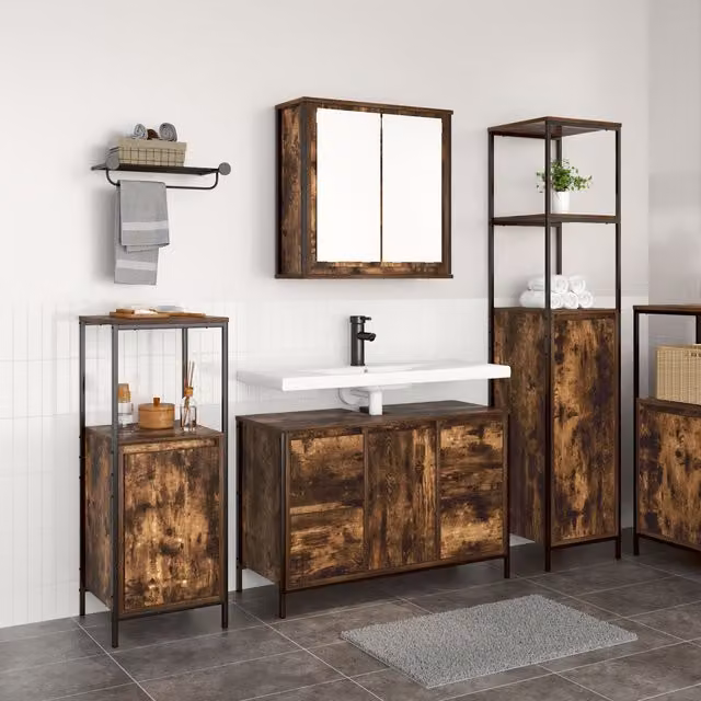 Berkfield Home 3-Piece Modern Bathroom Furniture Set in Smoked Oak Brown