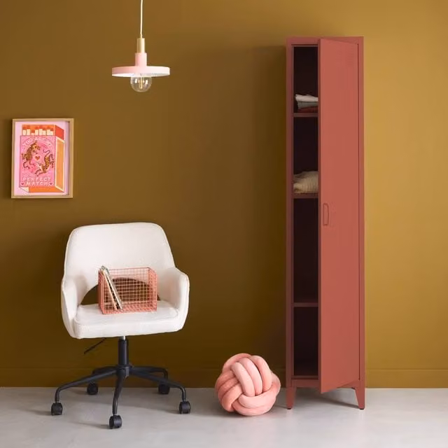 sweeek Industrial Metal Storage Cabinet in Terracotta, H 180 x W 38 x D 38 cm – 1