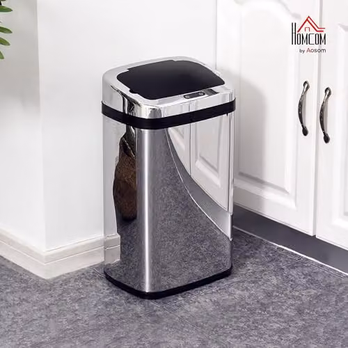 HOMCOM 30L Automatic Stainless Steel Kitchen Bin with Infrared Motion Sensor Lid in Silver – 2