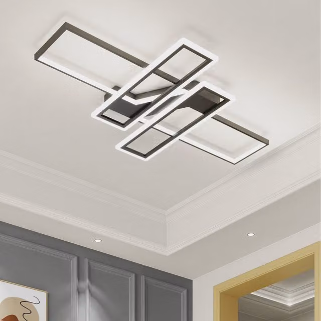 Komore Minimalist Rectangular Black LED Ceiling Light