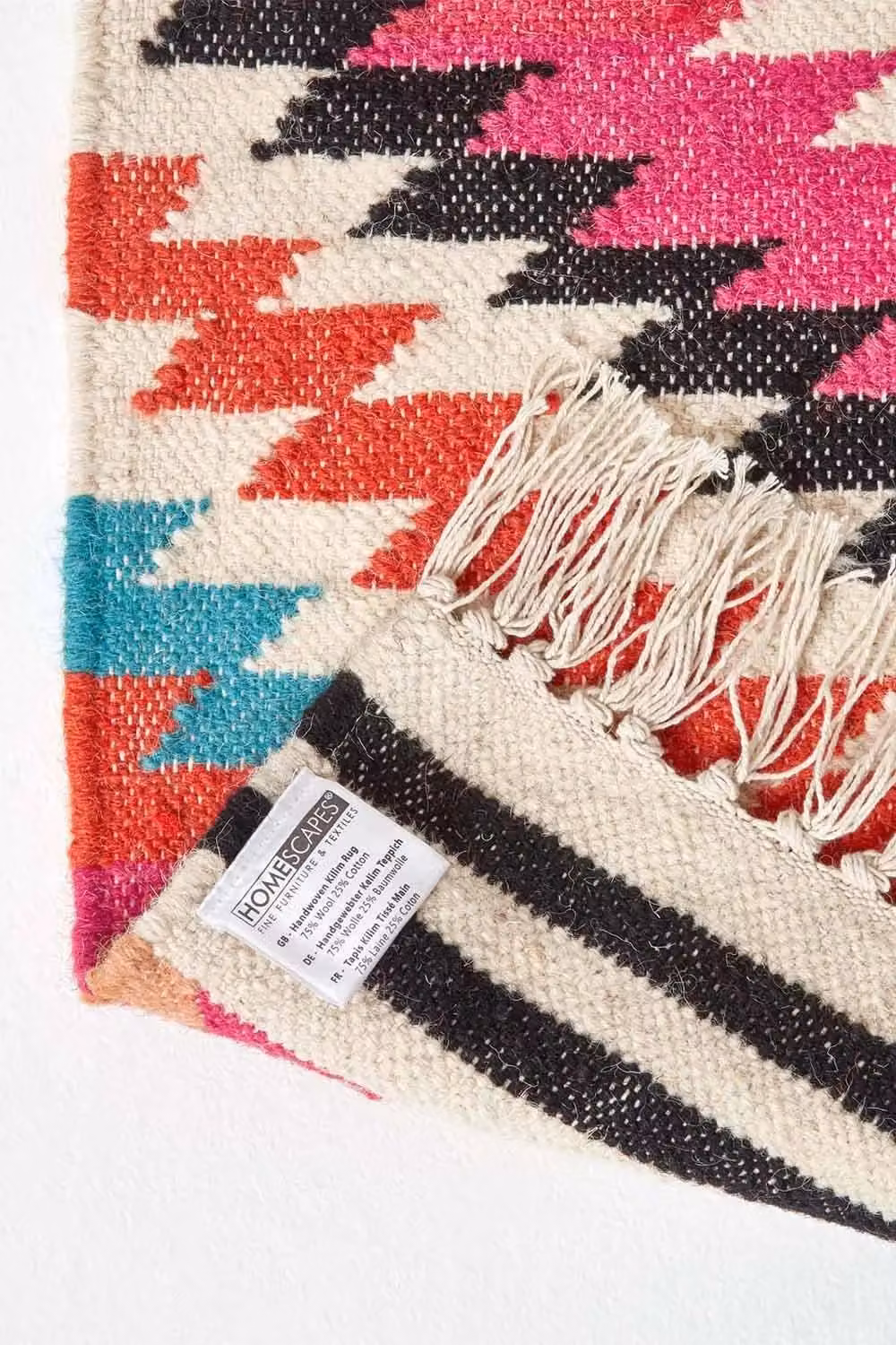 Homescapes Manila Handwoven Diamond Patterned Kilim Wool and Cotton Rug, Multicolour, W: 90 cm, L: 150 cm – 5