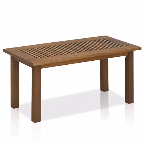 Furinno TIOMAN Natural Teak Oil Outdoor Side Table for Garden and Terrace, W/D/H: 89.4 x 43.9 x 42.9 cm