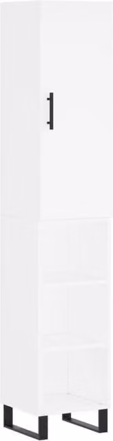 Berkfield Home Modern White Matt Highboard with Hinged Doors and Internal Shelves, W/D/H: 34.5 x 34.0 x 180.0 cm