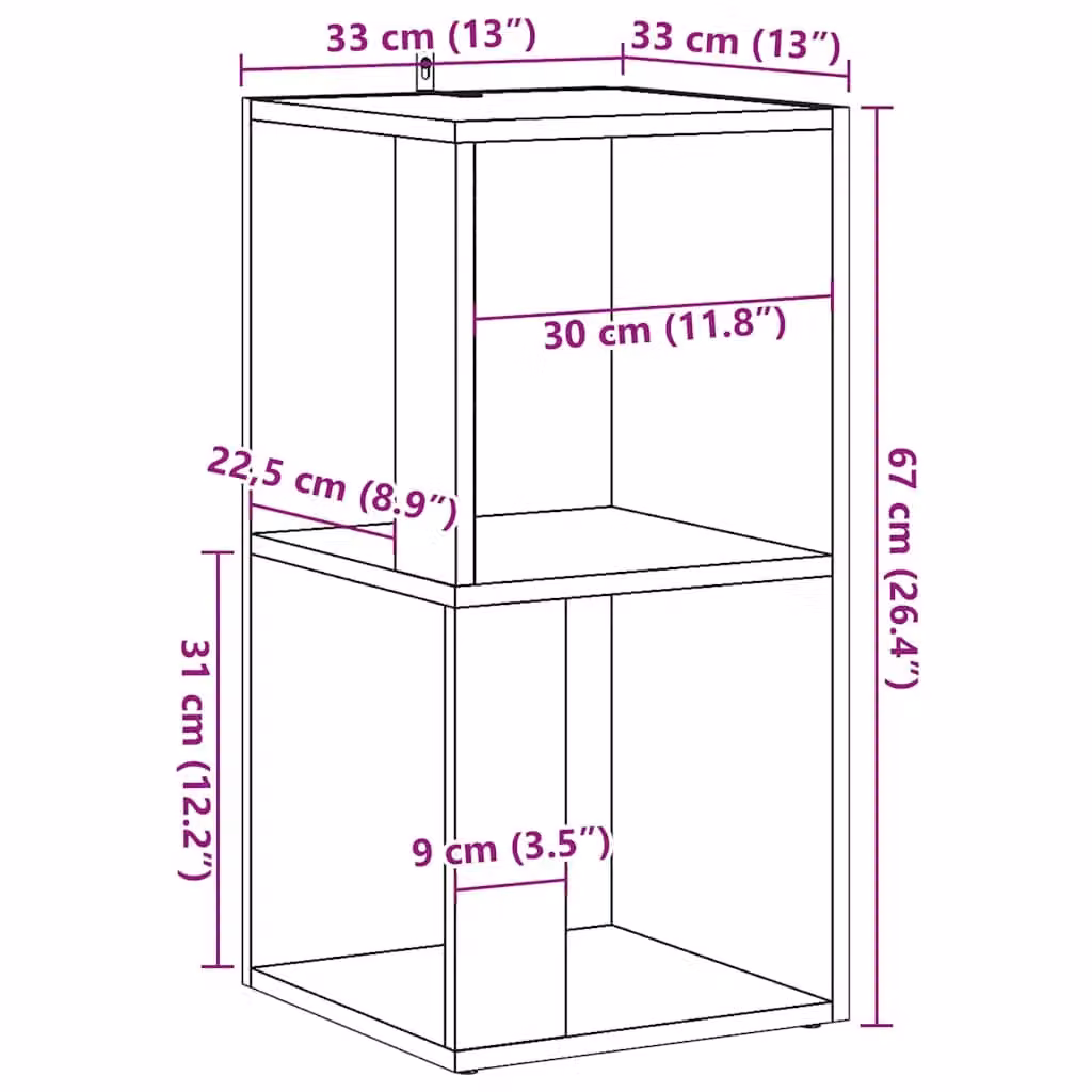 Berkfield Home Artisan Oak Corner Cabinet in Brown, W/D/H: 33 x 33 x 67 cm – 4