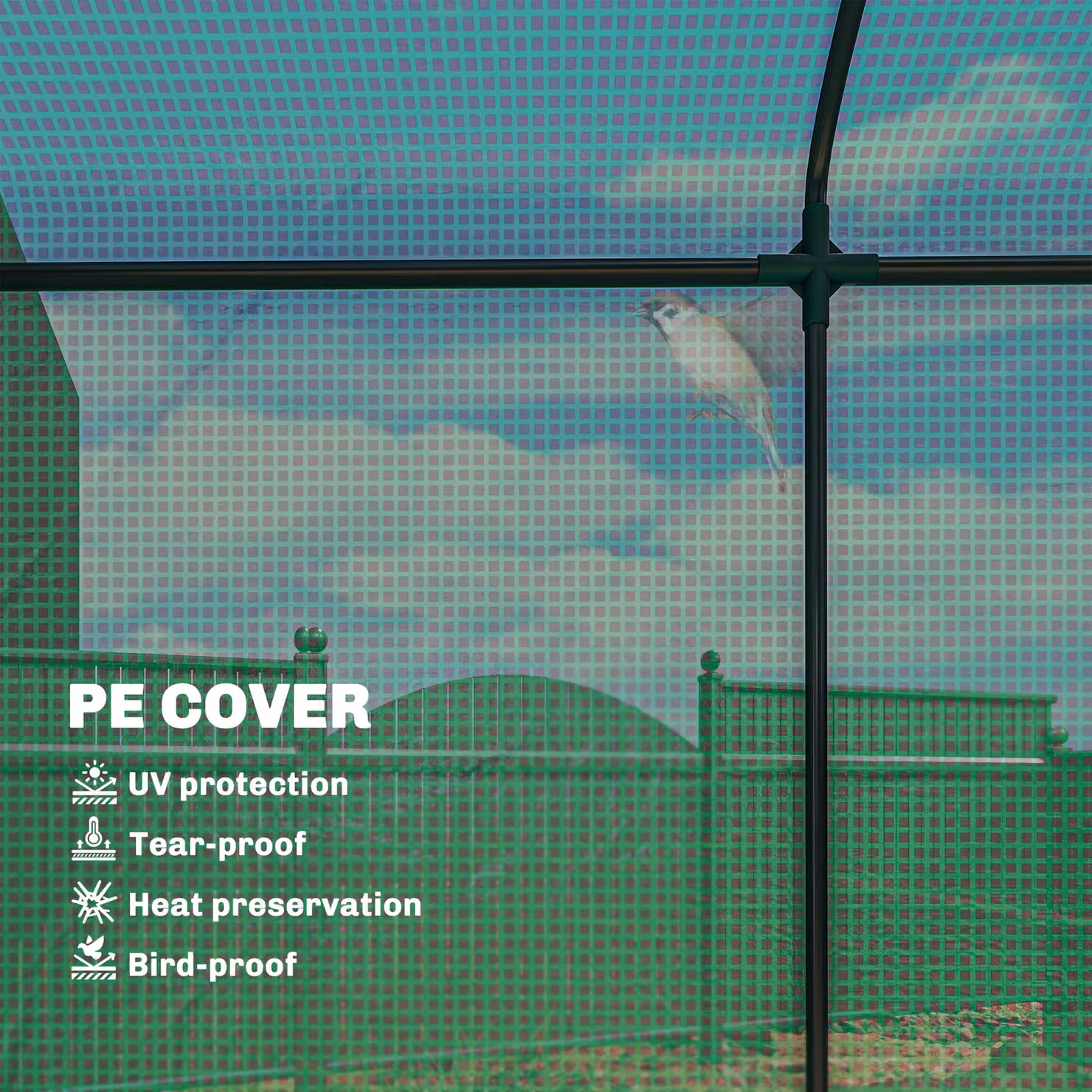 Outsunny Mini Greenhouse Garden Tomato Growhouse in Green with Roll-Up Door and Mesh Windows, W/D/H: 75 x 200 x 188 cm – 3