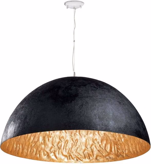 Faro Magma 3 Light Dome Ceiling Pendant in Black and Gold/Brass with E27 Socket