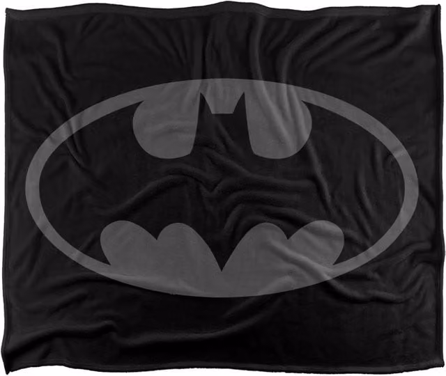 Warner Bros. Batman Classic Shield Logo Super Soft Fleece Throw Blanket, Black and Multicolour, W: 91 cm, D: 147 cm – 6