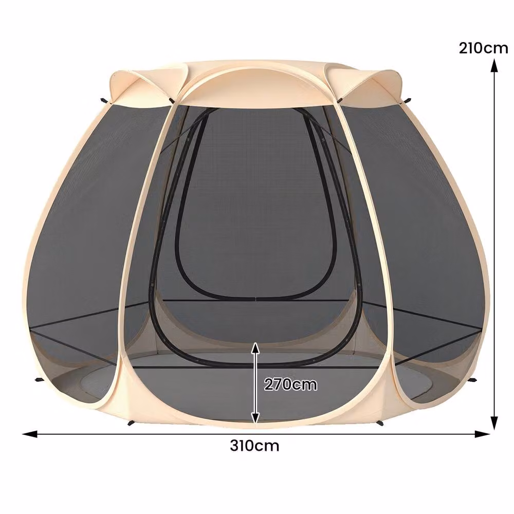 Costway Pop Up Outdoor Camping Tent Gazebo, Beige and Multicolour, W: 310 cm, D: 270 cm, H: 270 cm – 2