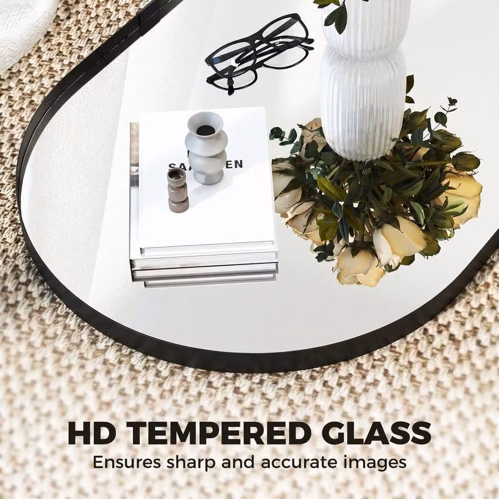 Havendro Modern Rectangular Wall Mirror with Aluminium Alloy Frame, Black, W: 60 cm, H: 90 cm – 4