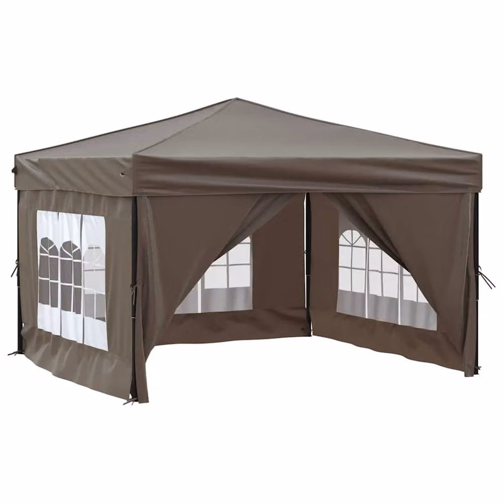 Berkfield Home Folding Party Tent with Sidewalls and Windows in Stone Taupe, W: 300 cm, D: 300 cm, H: 245 cm – 3
