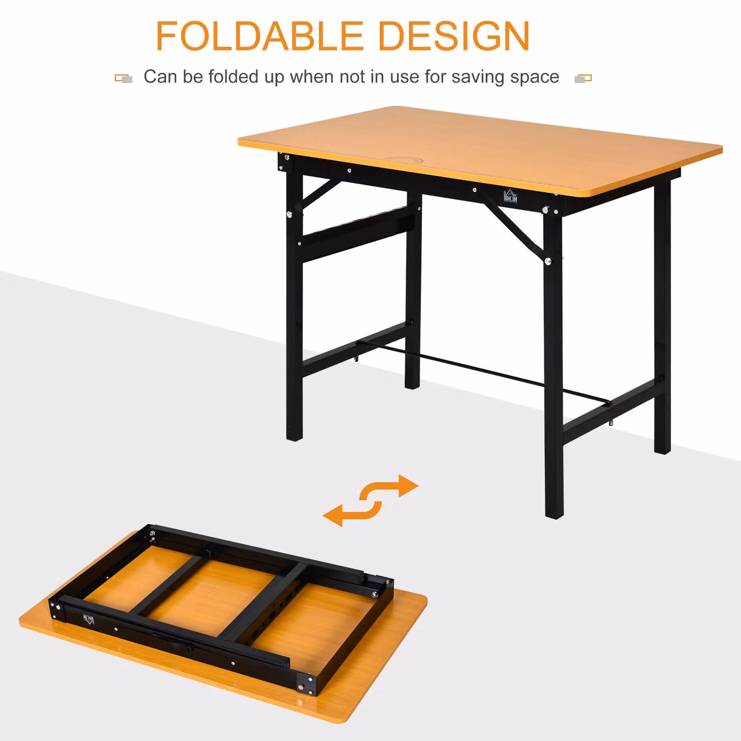 HOMCOM Heavy Duty Foldable Steel Workbench in Yellow and Black, W: 100.0 cm, D: 60.0 cm, H: 75.5 cm – 3