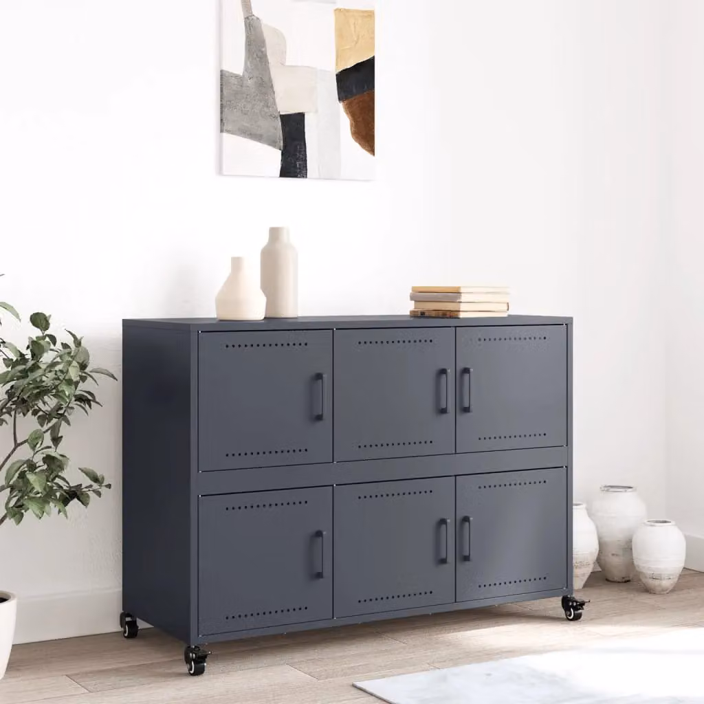Berkfield Home Industrial Metal Sideboard in Anthracite and Black, W/D/H: 100.5 x 39 x 72 cm – 2