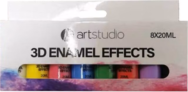 Art Studio Pack of 8 Multicolour 3D Enamel Effect Paints